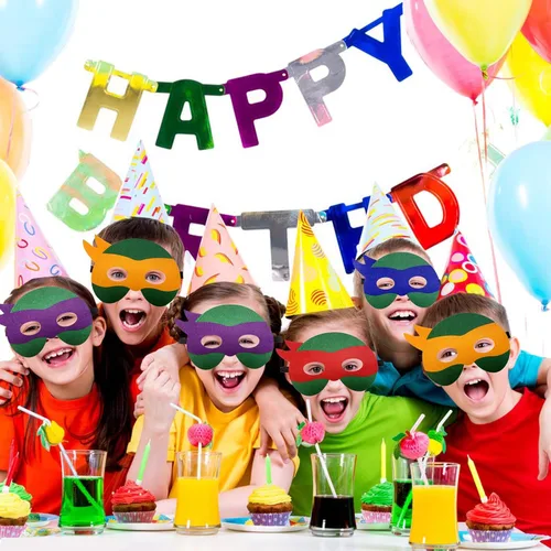 Vista 6 de Paquete de 28 máscaras de tortugas para niños, máscara de tortugas, suministros de fiesta de cosplay, máscaras de fiesta, disfraces de tortugas