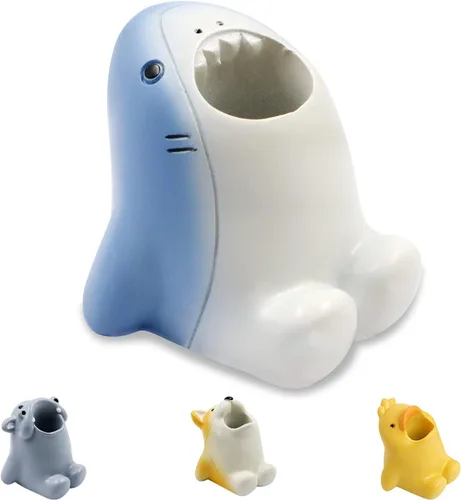 Vista 8 de Lindo soporte para cepillos de dientes de dibujos animados, divertido soporte para lápices de resina, soporte de cepillo de un solo diente de Perro