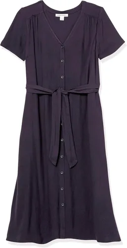 Vista 4 de Tienda Essentials - Vestido de manga corta con botones y moño delantero para mujer