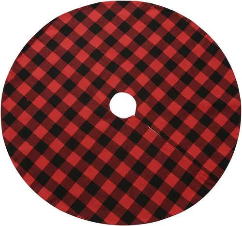 Vista 2 de Sattiyrch Falda para Árbol de Navidad de Cuadros Buffalo de 36 pulgadas, Falda para Árbol de Navidad de Cuadros Buffalo Rojo y Negro