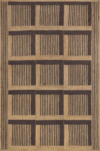 Vista 7 de nuLOOM Aletta - Alfombra geométrica de yute de 5 x 8 pies para comedor, alfombra neutra, alfombra para sala de estar, cocina, color natural