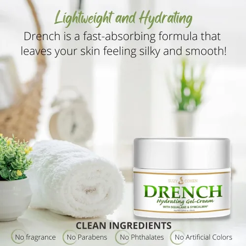 Vista 3 de Script Essentials Suzy Cohen Drench Crema facial con escualano y aloe, ligera, de rápida absorción, sin fragancia, 1.69 oz (1.7 fl oz) Suzy Cohen
