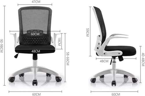 Vista 2 de Silla ergonómica de escritorio de oficina de malla giratoria para computadora, respaldo medio con brazos abatibles