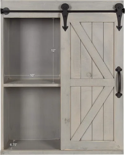 Vista 6 de Kate and Laurel Cates - Armario decorativo de madera con puerta corredera estilo granero, gris rústico