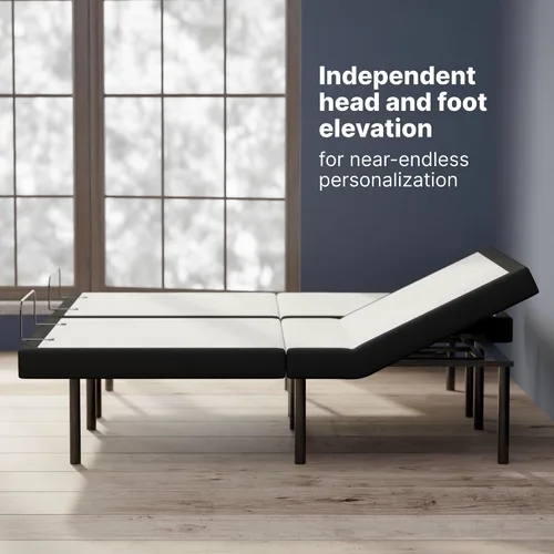 Vista 3 de GhostBed Base de cama ajustable y base de alimentación con control remoto inalámbrico, ajustes de gravedad cero y masaje, puertos USB, tamaño King