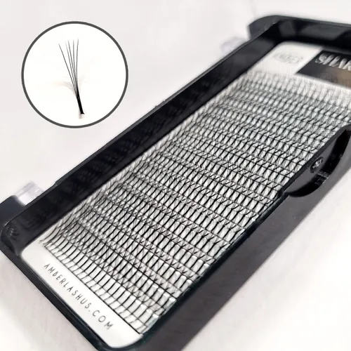 Vista 2 de Sharp Lash 5D, pestañas postizas de volumen con tallo largo para extensiones de pestañas, 400 unidades de abanicos estrechos con grosor de 0.003 in