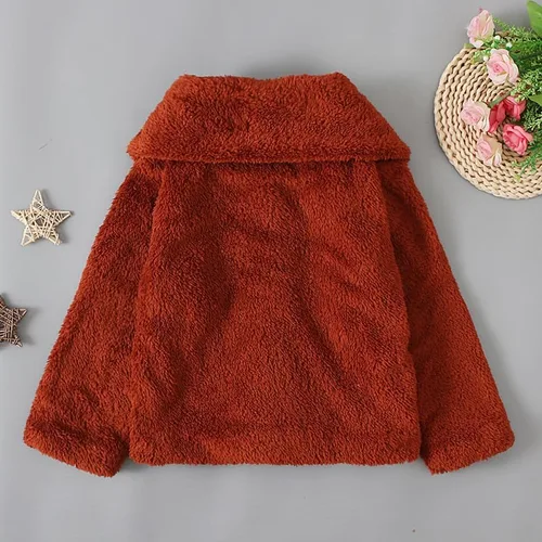 Vista 6 de Comigeewa Abrigos para bebés y niñas chaquetas manga larga cárdigan sólido grueso chaqueta cremallera de felpa abrigo niños