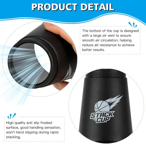 Vista 3 de DEWEL Quick Stacks Cups, 12 piezas de juego de entrenamiento de velocidad de vasos apilables (negro-nuevo)