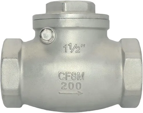 Vista 9 de 1/2" Válvula de retención de giro de acero inoxidable SS316, rosca hembra NPT x hembra, WOG 200 PSI PN16 CF8M