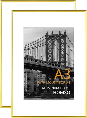 Vista 17 de Homso Marco de póster A1 en color negro, tablero fino de metal A1 con plexiglás acrílico para fotos A2 con paspartú o 23.4 x 33.1 pulgadas sin