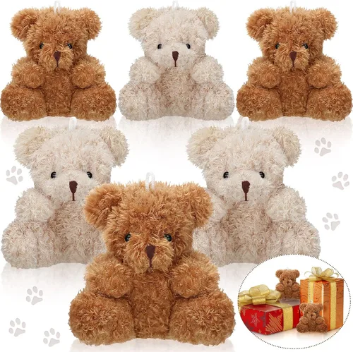 Vista 8 de Aoriher 6 piezas de mini oso de peluche de 4 pulgadas, color marrón