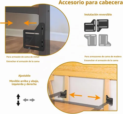 Vista 2 de 2 soportes de marco de cama para cabecero, conector adaptador de marco de cama, placa de modificación de cama, kit de conversión de marco de cama