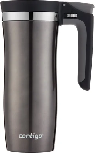 Vista 2 de Contigo Jarra para viaje con asa y cierre automático Autoseal de acero inoxidable con tapa fácil de limpiar, 16 oz.