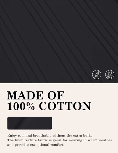 Vista 4 de COOFANDY Camisas de lino de algodón para hombre, ajuste relajado, manga corta, camisa con botones, plisada, guayabera