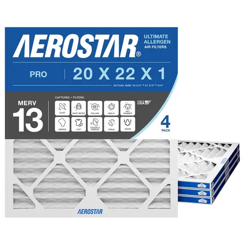 Vista 9 de Aerostar MERV 8 20 x 22 x 1 – 4 unidades – Filtros plisados de alta eficiencia para HVAC, horno y aire acondicionado – Elimina el polvo, la pelusa