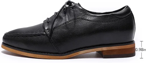 Vista 2 de Mona Flying Zapatos de cuero perforados con cordones Oxfords Brogue Wingtip Derby Saddle para niñas ladis mujeres