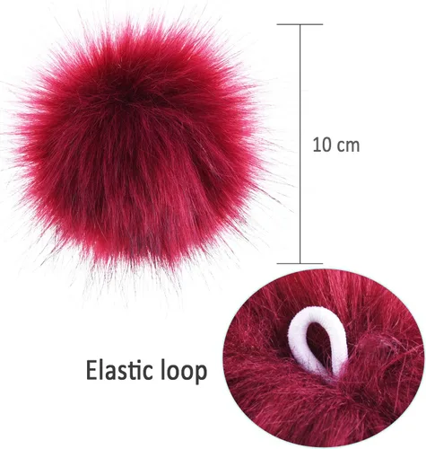 Vista 3 de SIQUK 36 pompones de piel sintética para manualidades, pompón esponjoso con lazo elástico para sombreros, bufandas, guantes, bolsas, accesorios
