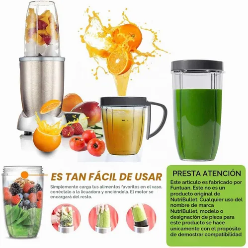 Vista 5 de Piezas de repuesto para NutriBullet, 2 tazas, hoja extractora, 2 tapas resellables, 2 juntas, 2 engranajes, 3 almohadillas de choque, anillo