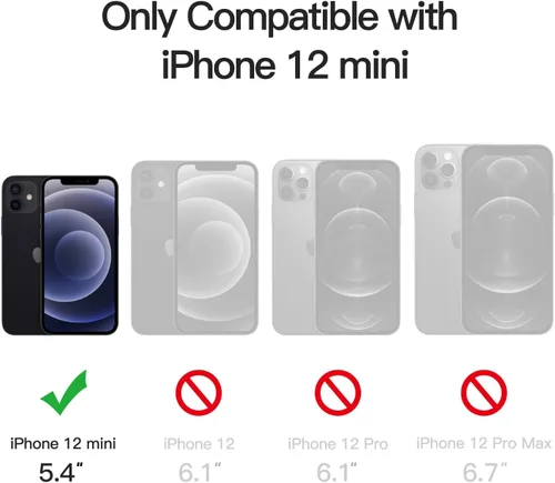 Vista 2 de JETech - Carcasa magnética mate para iPhone 12 mini, color negro Compatible con MagSafe, parte trasera mate translúcida, protección delgada a