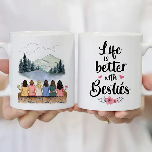 Vista 5 de Gossby Taza de café personalizada para mejor amiga, regalo personalizado para mejor amiga con diseño, nombre, Navidad, cumpleaños, regalo de amistad