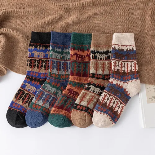 Vista 5 de Calcetines de lana cálidos para hombre, calcetines de invierno gruesos y cálidos, calcetines suaves y acogedores para clima frío
