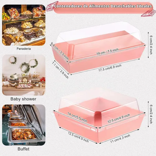 Vista 2 de Gejoy - 100 cajas de charcutería de 2 tamaños con tapas transparentes