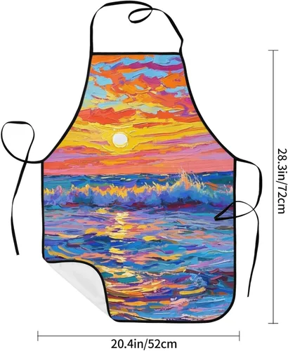Vista 5 de Delantal de artista de pintura colorida con 2 bolsillos, regalos para profesores de arte, estudiantes, pintores, delantales ajustables impermeables