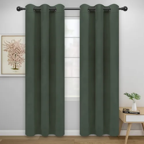 Vista 120 de Easy-Going - Cortinas opacas para dormitorio, aislamiento térmico sólido con ojales, cortinas de ventana para reducción de ruido, cortinas