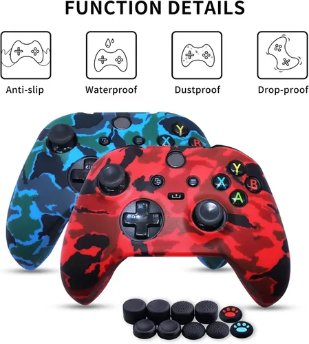 Vista 5 de 2 Pack Jusy Compatible with Xbox Series XS Controller Soft Silicone Cover Skin, Sweat-Proof Dust-Proof Anti-Slip Case Cover Protective Accessories
