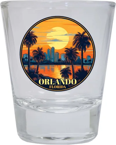 Vista 6 de Orlando Florida B Souvenir - Vaso de chupito redondo de 1.5 onzas, color azul, paquete de 2