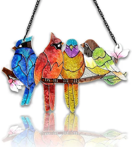 Vista 15 de DASTOLL Colgante de vidrio emplomado para ventana, diseño de lirio del valle, mariposa, atrapasol para puertas, hogar, atrapasoles decoración