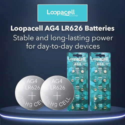 Vista 2 de 20 pilas de reloj alcalinas LOOPACELL AG4 LR626 377 de 1.5 V