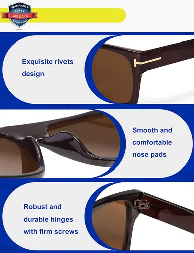 Vista 3 de VANLINKER Gafas de sol cuadradas de moda para hombre y mujer, de gran tamaño, con parte superior plana, retro, 70s, rectangular, para conducir