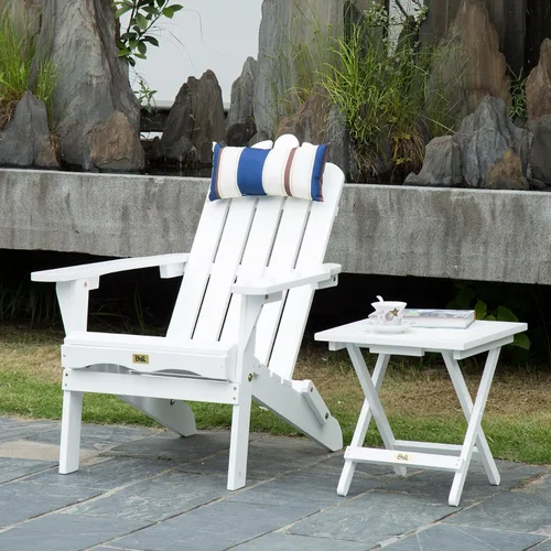 Vista 2 de DJL Mesa auxiliar plegable de madera para sillas Adirondack, mesa auxiliar pequeña para exteriores, mesa pequeña portátil para porche, patio, jardín