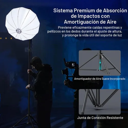 Vista 3 de SMALLRIG Soporte de luz para fotografía de 110 pulgadas/9.2 pies/280cm, soporte de trípode de aluminio acolchado con aire con tornillo de 1/4