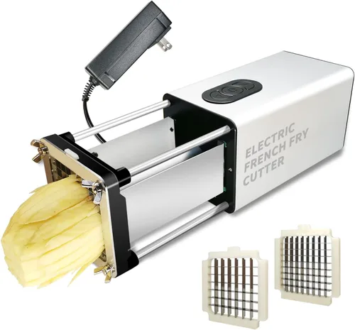 Vista 7 de Cortador Eléctrico de Papas Fritas, Cortador Profesional de Papas Fritas Comercial y Doméstico, Cortador de Papas con Cuchilla de 1/2 Pulgada y 3/8