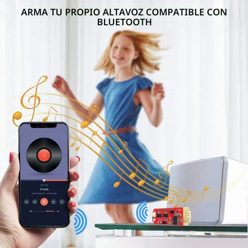Vista 2 de Placa amplificador de audio, Icstation - Módulo amplificador de audio estéreo compatible 2x5W BT 5.0 Mini placa amplificador 3.7V 5V 5V