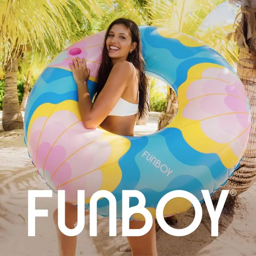 Vista 3 de FUNBOY Flotador tubular inflable tamaño gigante con diseño de conchas de sirena, estilo dona, flotador de piscina de lujo para fiestas de verano