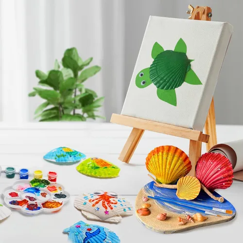 Vista 7 de Eleanore's Diary Kit de pintura de concha de mar para niños, manualidades de pintura que brilla en la oscuridad para niños y niñas, actividades