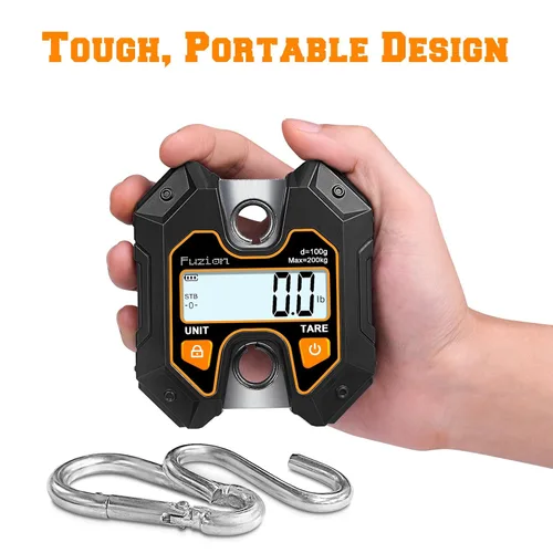 Vista 3 de Báscula de Grúa Mini Fuzion – Báscula Colgante 440lb/200kg/1960N, Báscula para Venado con Pantalla LCD Grande, Funciones de Retención y Tara