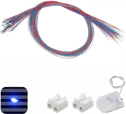 Vista 11 de 50 piezas de LED micro precableados con soldadura previa, LEDs SMD 0805 con accesorios de montaje para construcción de modelos para principiantes