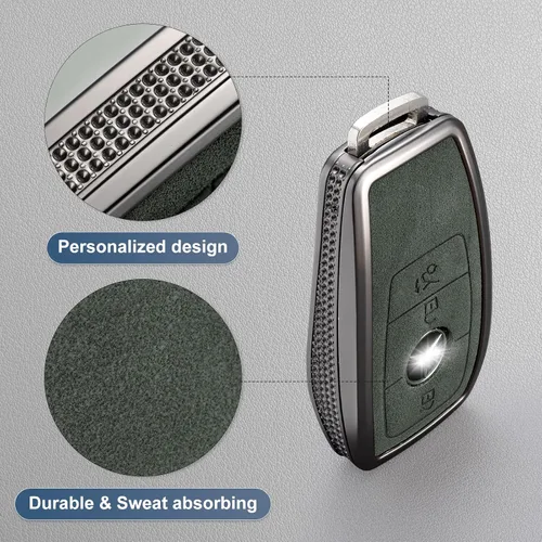 Vista 3 de YO&YOYE Compatible con Mercedes Benz Funda para llavero con llavero de cuero Carcasa protectora para llave Mercedes Benz Clase E Clase S Clase A