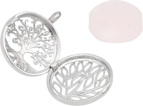 Vista 2 de TUMBEELLUWA Collar con colgante de flor y árbol de la vida collar de cristal curativo joyería de piedra hueca unisex