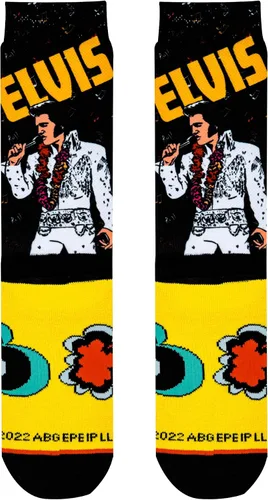 Vista 6 de Odd Sox, Elvis Presley, The King of Rock N Roll - Calcetines para hombre, divertidos regalos de coleccionista, Negro