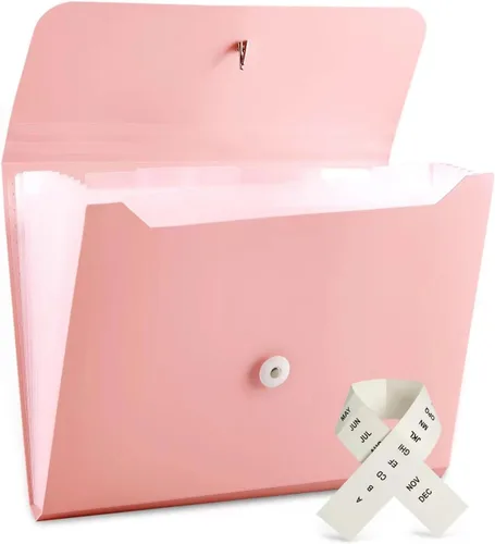 Vista 15 de Carpeta de archivos expandible con 13 bolsillos, carpeta de archivo de acordeón para documentos, organizador estético de papel negro