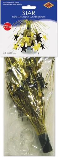 Vista 3 de Beistle Star Mini Cascade - Centro de mesa, 7.5 pulgadas, negro/dorado
