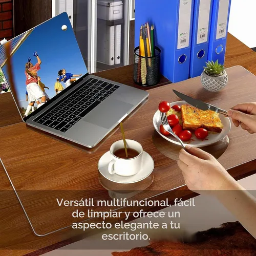 Vista 4 de Awnour - Tapete de escritorio transparente en la parte superior de escritorios - 32 x 16 pulgadas - Protector de escritorio transparente de plástico