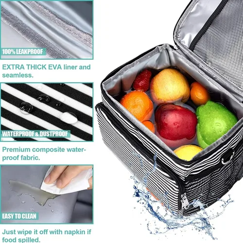 Vista 4 de MAXBA Bolsa de almuerzo reutilizable aislada para adultos, mujeres/hombres, oficina, picnic, senderismo, playa, lonchera – organizador a prueba