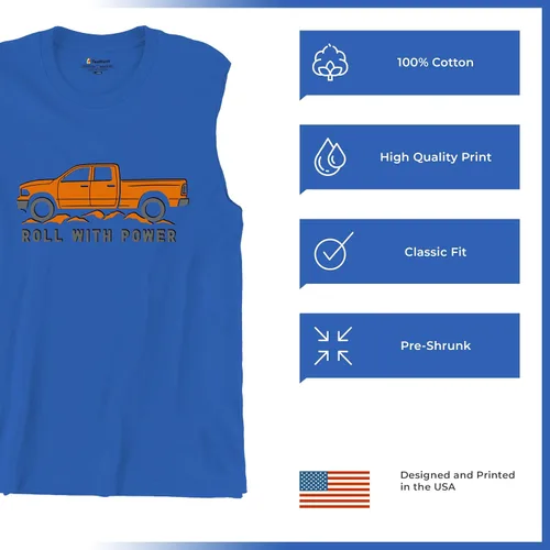 Vista 105 de Tee Hunt Camisetas gráficas y camisetas sin mangas para hombre Roll with Power Pickup Truck
