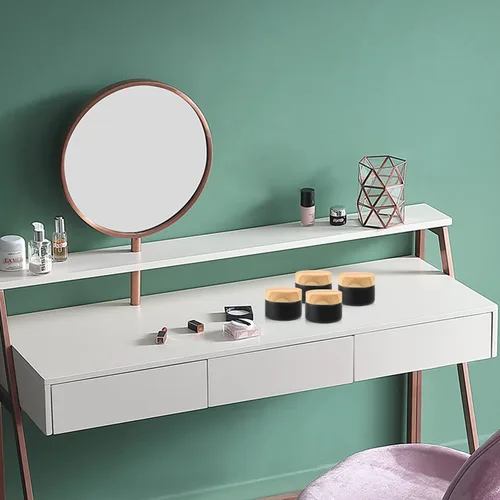 Vista 5 de 12 tarros de crema esmerilada de 1 onza, recipiente de vidrio recargable vacío para cosméticos con forro interior, tapa de grano de madera